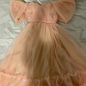 Pink off the shoulder gown